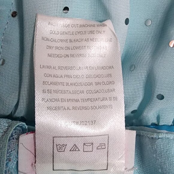 DISORDERLY CONDUCT Blue Ombre Sequin Sleeveless Zip Back Dress Girl's Size 16 - Picture 5 of 6